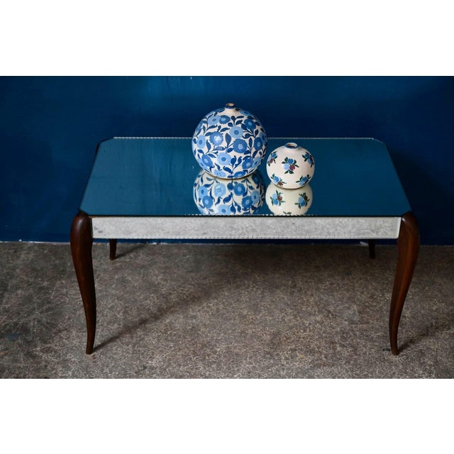 Bohemian Chic Art Deco Coffee Table with Beveled Mirror, 1940s For Sale - Image 10 of 18