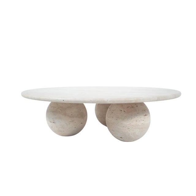 Travertine Sphere Ball Leg Coffee Table by My Habitat Design For Sale - Image 6 of 6