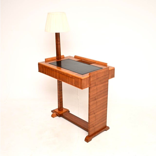 Art Deco Walnut and Sycamore Desk with Integrated Lamp, 1930s For Sale - Image 4 of 11