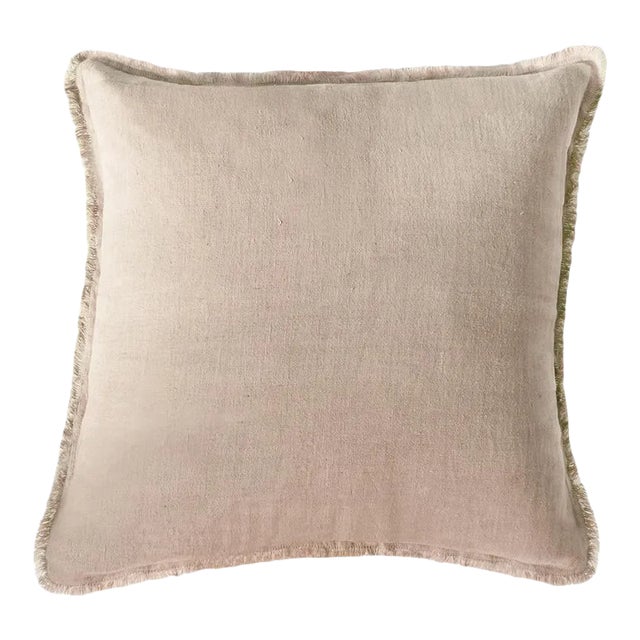 Anaya Beige Soft Linen Pillow 26x26 For Sale