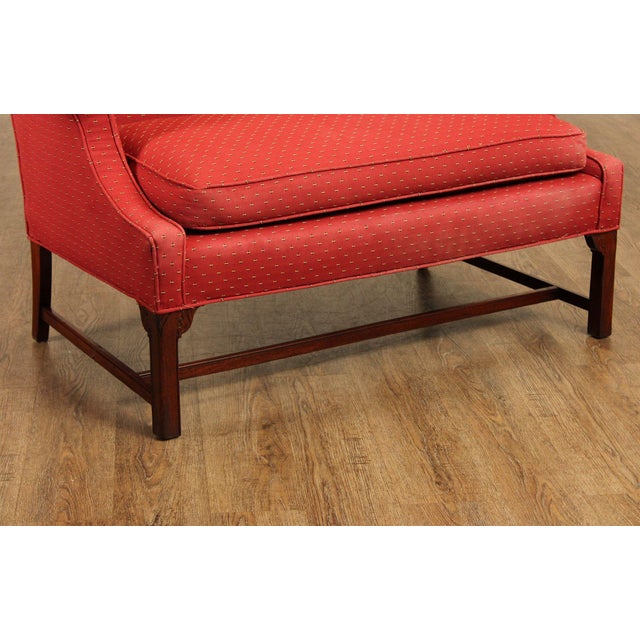 Georgian Style Upholstered Mahogany Loveseat For Sale - Image 9 of 18