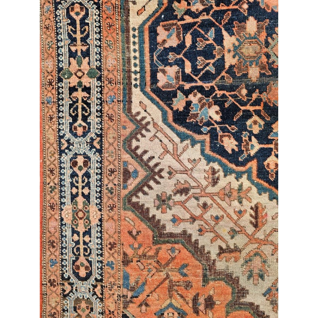 Antique Farahan Sarouk Rug, Handwoven Floral Pattern, Ivory & Brick Red, 5’ X 7’ For Sale - Image 9 of 12