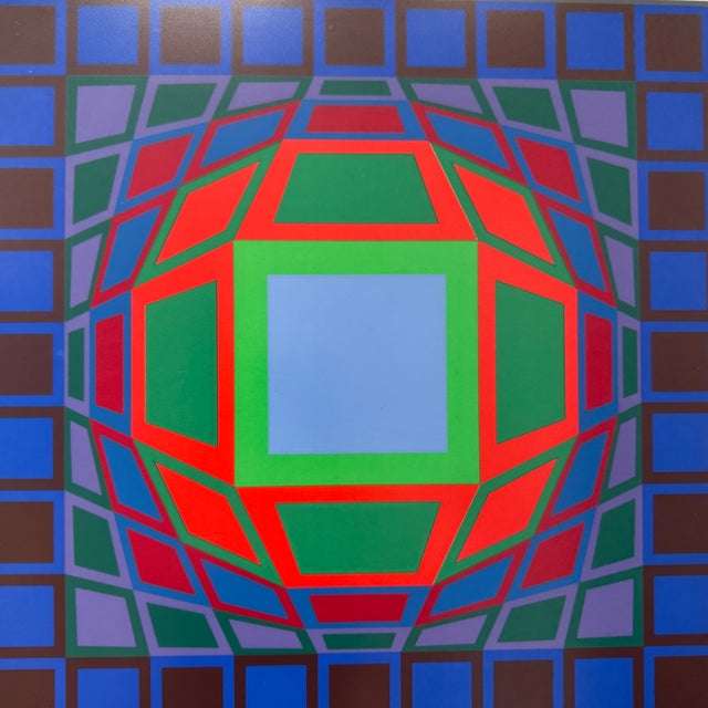 Vintage Victor Vasarely Framed 30 x 30 Actual art 15 1/4 x 15 1/4 Opp Art from 1979 Signature and Edition on the front...
