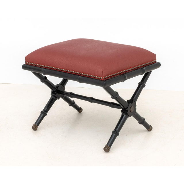Contemporary Red Upholstered Chair and Ottoman For Sale - Image 11 of 12