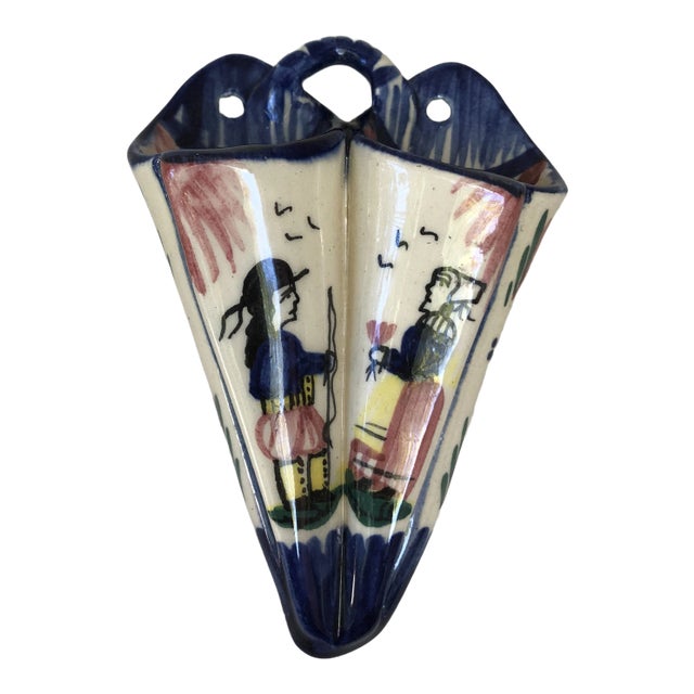 C.1920 Small French Faience Wall Pocket Henriot Quimper For Sale