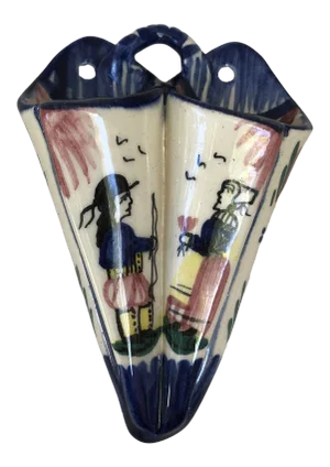 C.1920 Small French Faience Wall Pocket Henriot Quimper