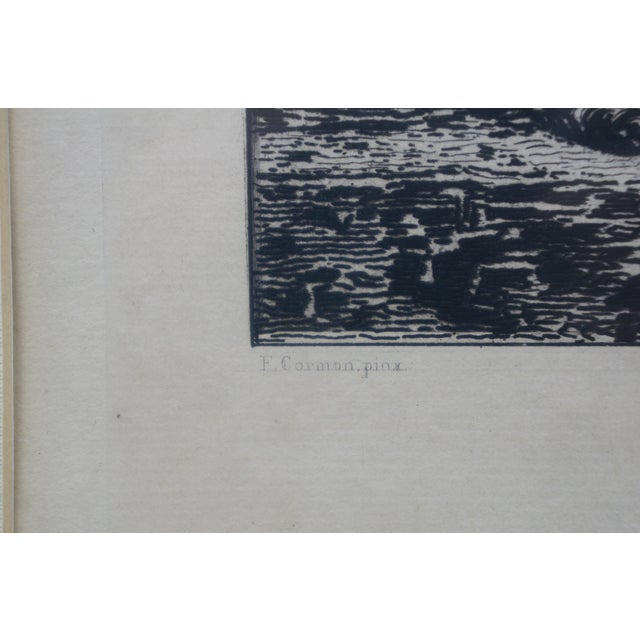 Black Antique French Victorian Salon De 1877 Carrier Belleuse Portrait Etching 27" For Sale - Image 8 of 14