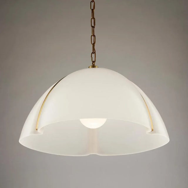 Large White Plastic and Brass Pendant Lamp by Siva Poggibonsi for Arcobaleno, Italy, 1960s For Sale - Image 10 of 11