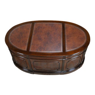 Traditional Oval Leather Top Executive Desk For Sale