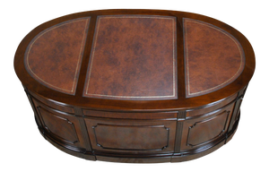 Traditional Oval Leather Top Executive Desk