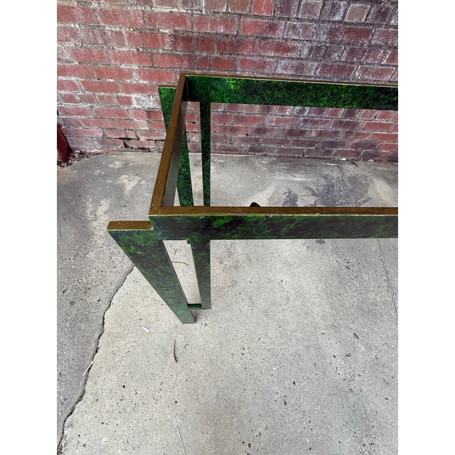 Green 1970’s Tony Duquette Style Faux Malachite Console Table - Newly Painted For Sale - Image 8 of 11