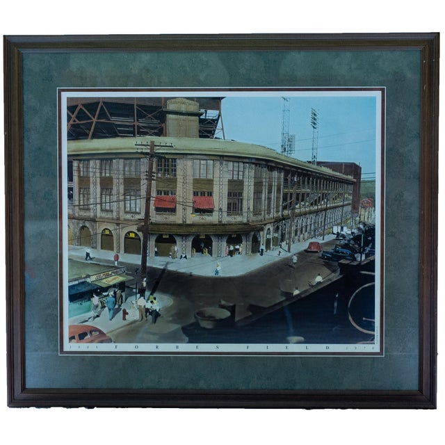 Offset lithograph on paper depicting Forbes Field in Pittsburgh, Pennsylvania. The image captures the historic ballpark's...