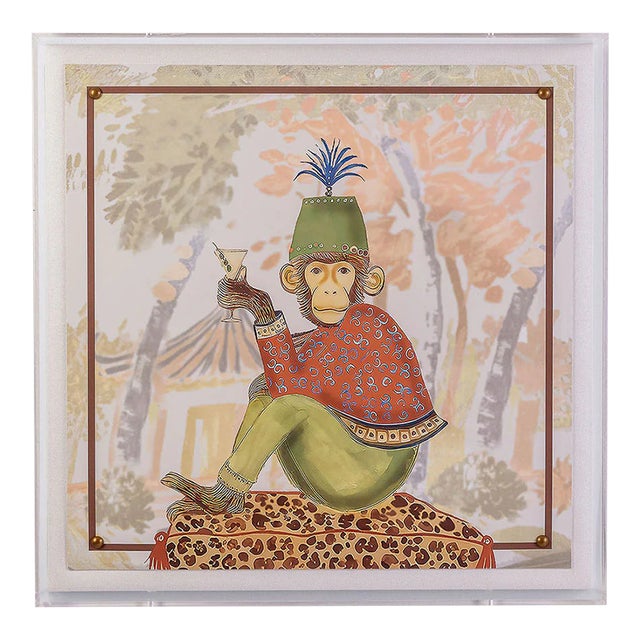 Martini Monkey Red Shadowbox Giclee Print For Sale