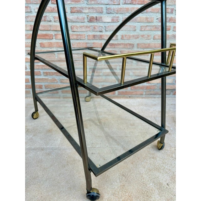 Vintage Serving Bar Cart in Brass and Glass, 1980s For Sale - Image 11 of 18