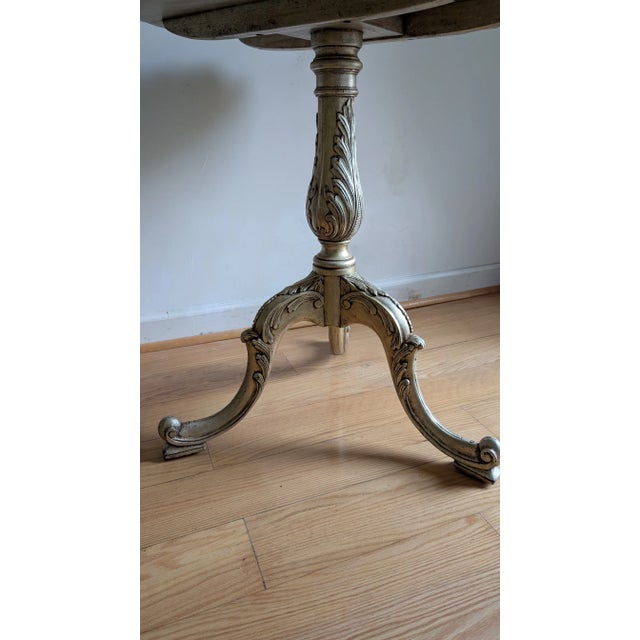 Vintage Piecrust Tripod Table With Embossed Leather Top For Sale - Image 11 of 11