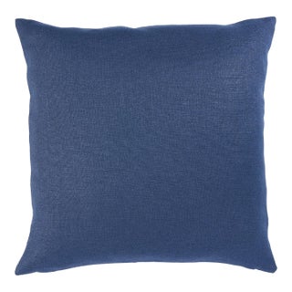 Schumacher Piet Performance Linen 22" Pillow In Indigo For Sale