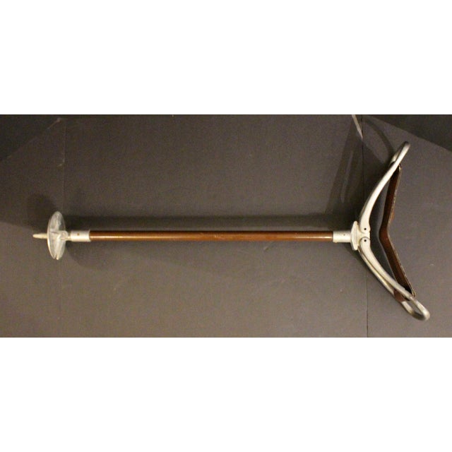 Mid-20th century English shooting stick or hunting walking stick. For hunting or sporting events with folding seat & disc...