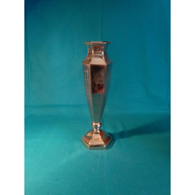 Inscribed Tall Silver Pedestal Vase Chairish