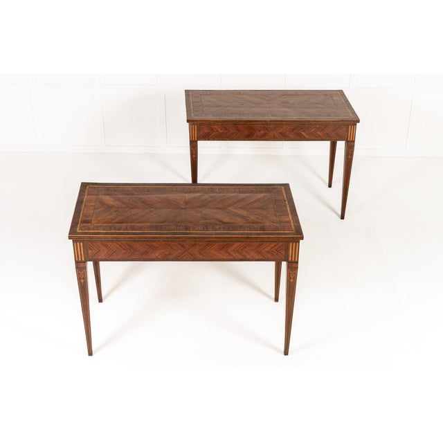 Italian Kingwood and Walnut Console Tables, 18th Century, Set of 2 For Sale - Image 3 of 12