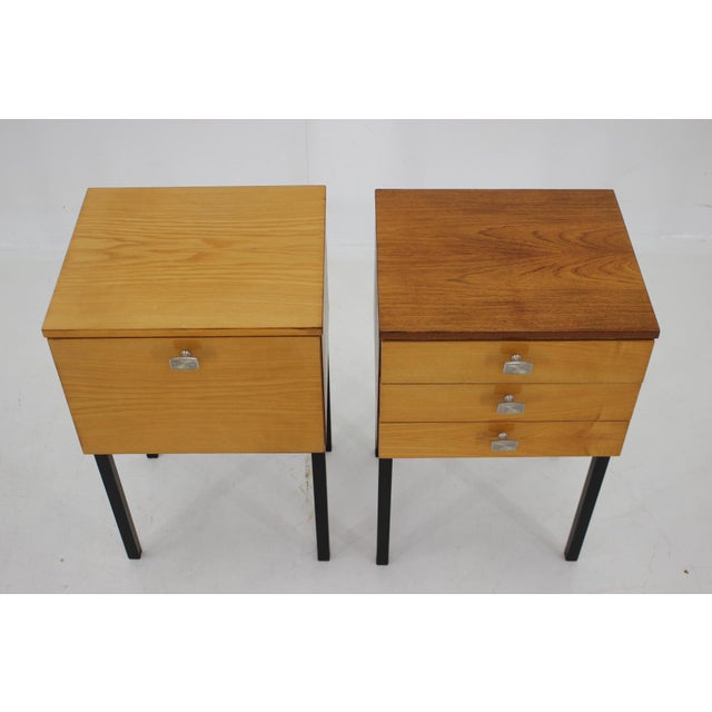 Bedside Tables attributed to Up Zavody, Czechoslovakia, 1970s, Set of 2 For Sale - Image 3 of 18