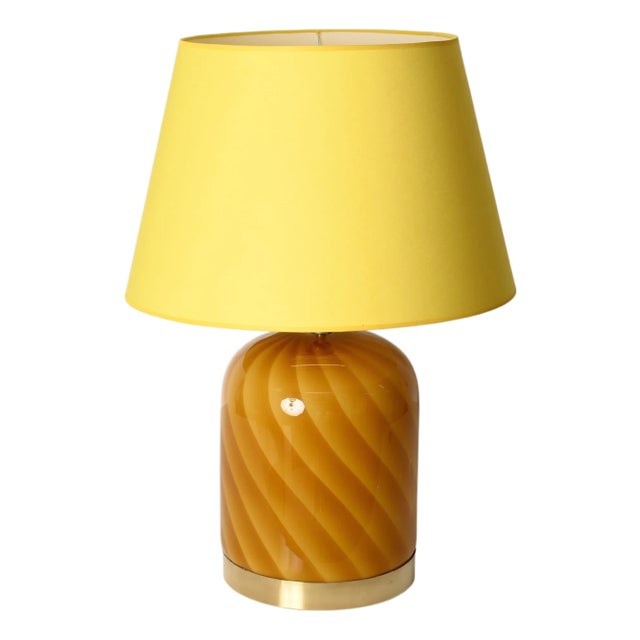 Large Murano Glass and Brass Sun Table Lamp from Tommaso Barbi, Italy, 1960s For Sale