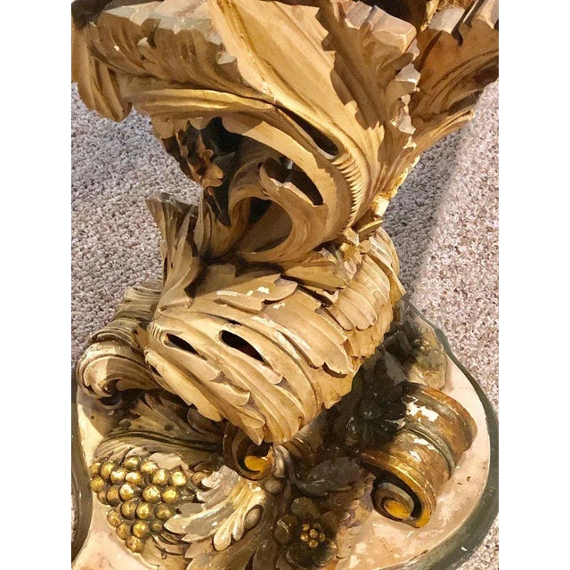 Palatial Italian Carved and Painted Base Marble Top Center Table, 19th Century For Sale - Image 9 of 13