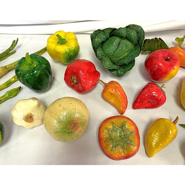 Paper Vintage Realistic Hand Crafted Papier Mâché Fruits and Vegetables- Set of 25 For Sale - Image 7 of 18