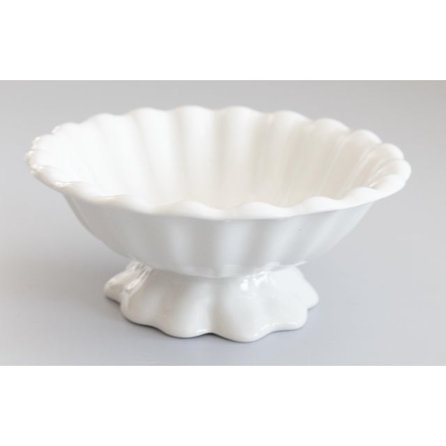 A beautiful antique white ironstone porcelain footed pedestal bowl with a lovely fluted design by William Adams & Sons,...