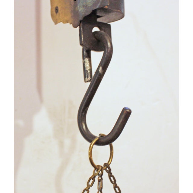 Late 19th-early 20th century brass & iron spring balance scale, New York. "Chatillon's Improved Spring Balance, New York"....
