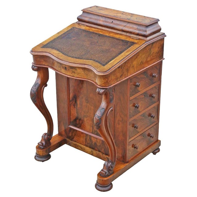 Victorian Burr Walnut Davenport Desk, 1870s For Sale - Image 3 of 10