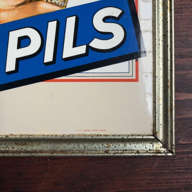 Mid-Century Modern Vintage Mena Pils Advertising Sign from Glacoide, Belgium, 1954 For Sale - Image 3 of 7