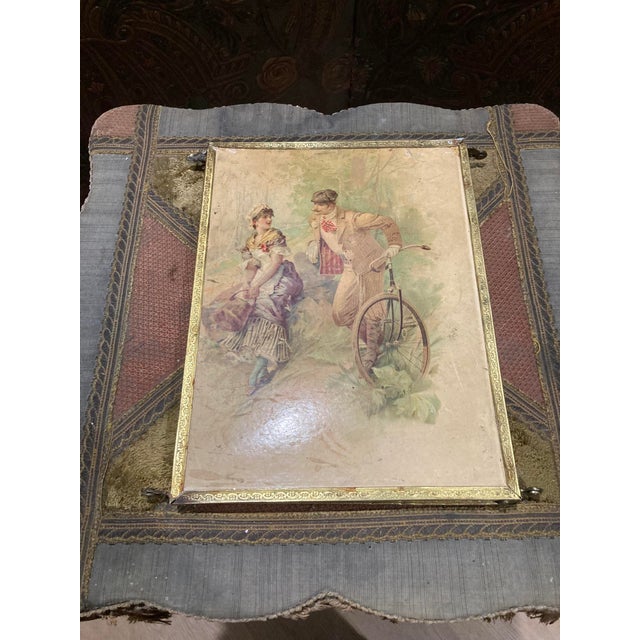 Antique Triptych Standing Mirror in Chiseled Brass — Three-Panel, Circa 1900 For Sale - Image 10 of 17