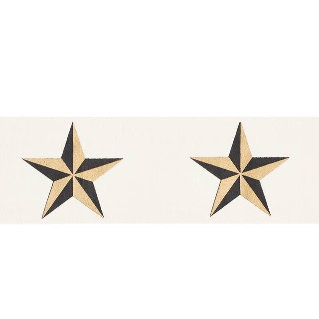 This classic cotton tape, screenprinted with two-tone faceted stars, can be applied to pillows, upholstery, curtain panels...