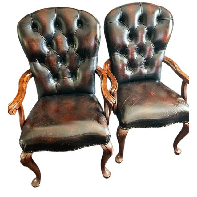 Upgrade Your Home With This Pair of Vintage Stanley Furniture Leather Armchairs. For Sale In Raleigh - Image 6 of 10