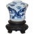 Blue and White Asian Ceramic Art Piece With Wooden Stand For Sale - Image 12 of 12