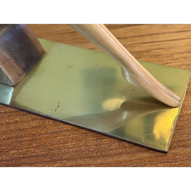 Brass Franz Hagenauer Wood + Brass Reclining Female Nude Sculpture, Circa 1955 For Sale - Image 8 of 11