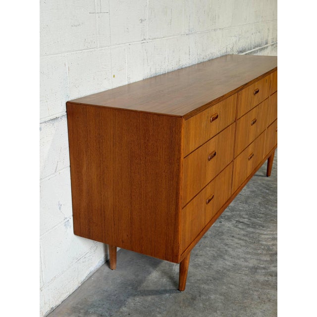 In Style of Arne Vodder Teak Dresser Wooden Lowboy Chest of Drawers Denmark Mid-Century Modern 1960s For Sale - Image 10 of 13