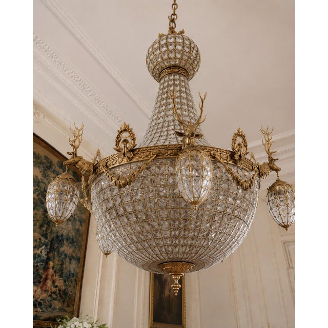 Late 20th Century French Louis XVI Gold Deer Chandeliers - Pair For Sale - Image 16 of 18