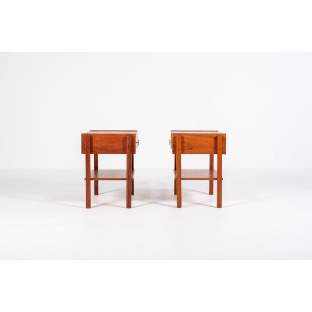 Vintage Danish Teak Veneer Bedside Tables, 1960s, Set of 2 For Sale - Image 3 of 12