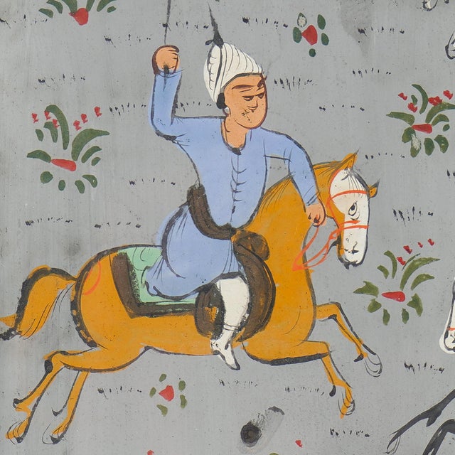 Pair of 19th Century Persian Miniature Paintings of Polo Players For Sale - Image 9 of 12