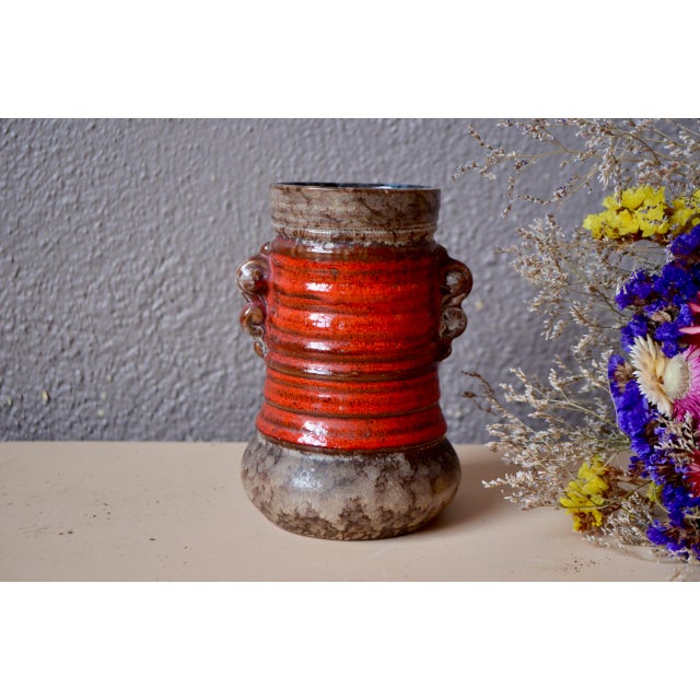 Red Fat Lava Vase from Strehla, 1960s For Sale - Image 8 of 8