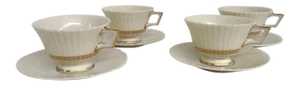 Lenox Cretan Footed Tea Cupsnd Saucers - Service for 4