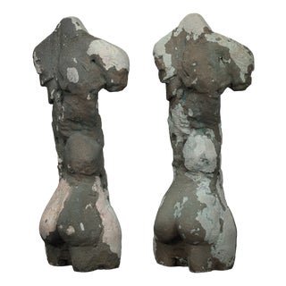 Francine Govers, Male Torso Sculptures, 1990s, Concrete, Set of 2 For Sale