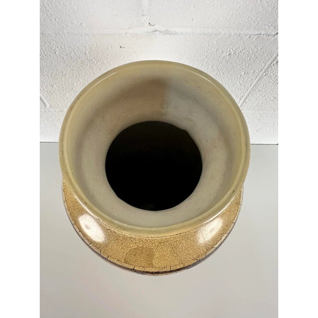 2000 - 2009 Maitland-Smith Brown Beige Ceramic Crackled Eggshell Vase For Sale - Image 5 of 7