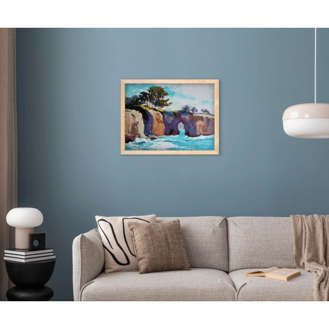 Turquoise Modern Contemporary Seascape Oil Painting For Sale - Image 8 of 18