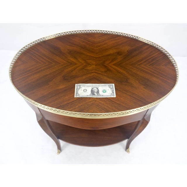 Baker Brass Gallery & Feet Oval Top Two Tier Side End Lamp Table Stand MINT For Sale - Image 9 of 17