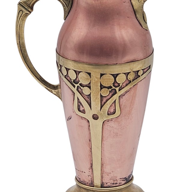 Copper Art Nouveau Jugendstil Copper and Brass Lidded Tankard or Flagon, 13” For Sale - Image 8 of 12
