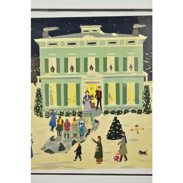 Late 20th Century Jane Currie Clark "Christmas Carolers" Signed Art Serigraph Print Picture For Sale In Philadelphia - Image 6 of 12