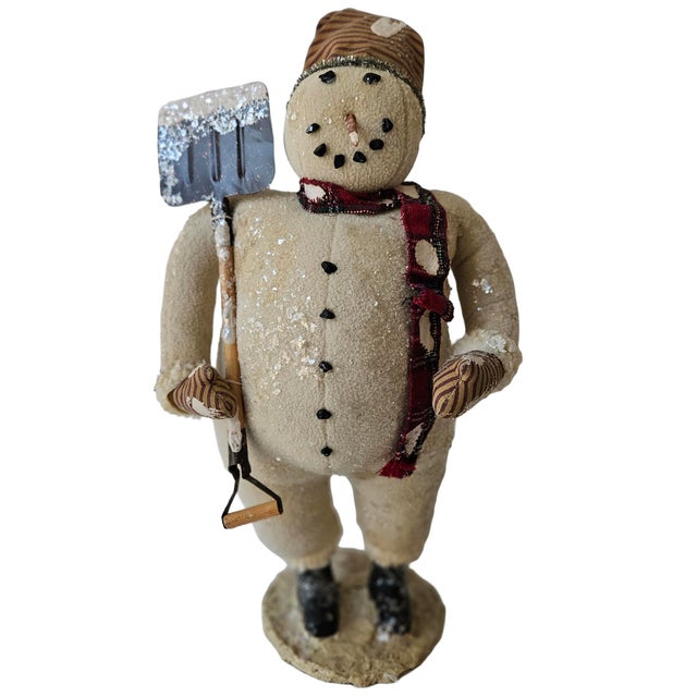 Off-white Vintage Large-Scale Primitive Folk Art Snowman Figurines by Cody Foster - Set of 3 For Sale - Image 8 of 18