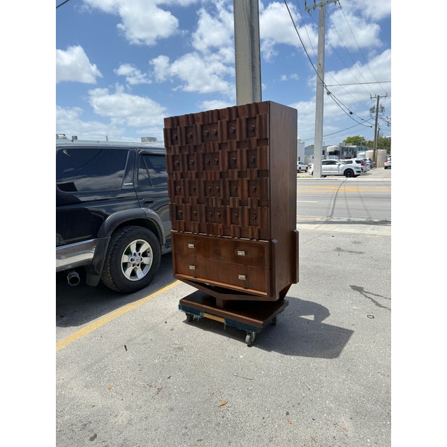 Wood 1970s Mid Century Modern Canadian Architectural Bachelor Chest Manner of Paul Evans For Sale - Image 7 of 15